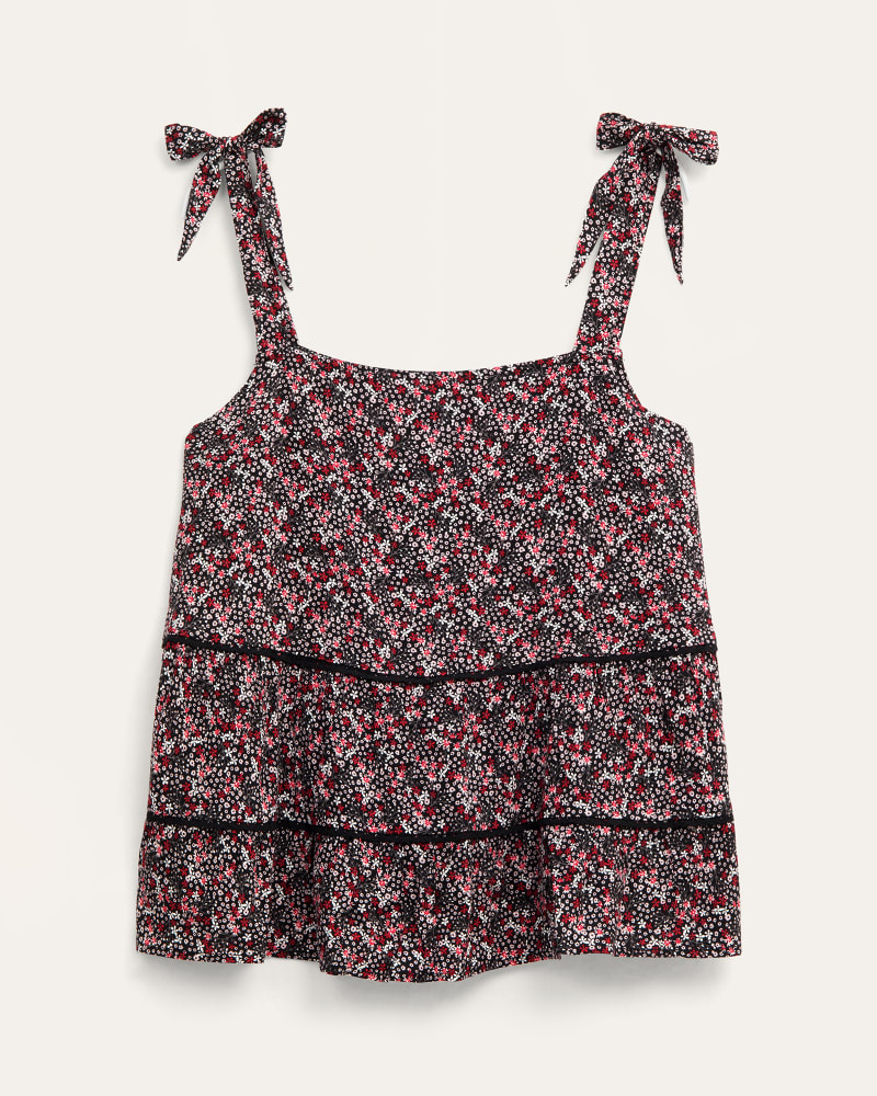 Front of plus size Cynthia Bow Tie Babydoll Floral Tank by Molly & Isadora | Dia&Co | dia_product_style_image_id:193414